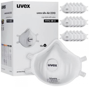 Uvex silv-Air classic 2310  Finom por ellen v&eacute;dő maszk szeleppel FFP3 D 15 db EN 149:2001 + A1:2009 DIN 149:2001 + A1:2009 (8762310)