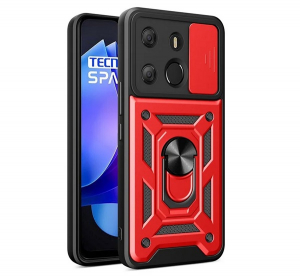 Defender szilikon telefonv&eacute;dő (&uuml;t&eacute;s&aacute;ll&oacute;s&aacute;g, tart&oacute;gyűrű, kamerav&eacute;dő) PIROS Tecno Spark Go 2023 4G "Gigapack csomagol&aacute;s" (GP-157825)