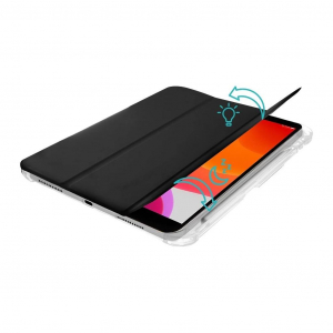 OBAL:ME MistyTab fekete Smartbook tok, penci tartóval Apple iPad 10.2” táblagéphez