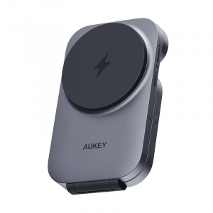 Aukey MagFusion 3 az 1-ben m&aacute;gneses t&ouml;ltő, 15W, Qi2 (sz&uuml;rke) (LC-MC312)