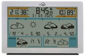 TFA Dostmann TFA.me ID-02  WLAN időj&aacute;r&aacute;sjelző &aacute;llom&aacute;s Előrejelz&eacute;s 6 napos &Eacute;rz&eacute;kelők sz&aacute;ma (max.) 5 (35.8100.54)
