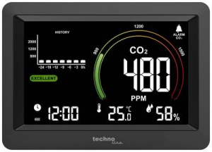 Techno Line CO2, hő- &eacute;s p&aacute;ratartalom m&eacute;rőműszer, Technoline (WL1028)