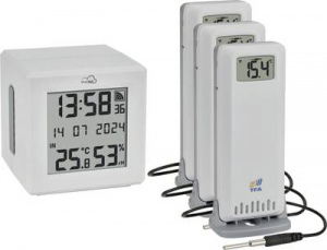 TFA Dostmann TFA.me Starter Set WLAN Gateway ID-01 mit 3 Sendern ID-A3 Vezet&eacute;k n&eacute;lk&uuml;li digit&aacute;lis hőm&eacute;rő Feh&eacute;r (35.8104.02)