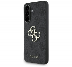 CG MOBILE GUESS PU 4G METAL LOGO CASE műanyag telefonvédő (ütésállóság, bőr hatású hátlap) SÖTÉTSZÜRKE Samsung Galaxy A56 5G (SM-A566) (GUHCSA564GMGGR
