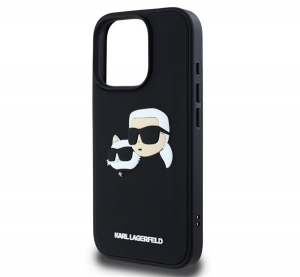 CG MOBILE KARL LAGERFELD 3D RUBBER DOUBLE HEADS szilikon telefonv&eacute;dő (&uuml;t&eacute;s&aacute;ll&oacute;s&aacute;g, 3D) FEKETE Apple iPhone 16 Pro (KLHCP16LRBCKCHLK)