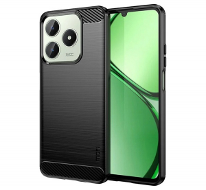 Mofi szilikon telefonv&eacute;dő (&uuml;t&eacute;s&aacute;ll&oacute;s&aacute;g, l&eacute;gp&aacute;rn&aacute;s sarok, sz&aacute;lcsiszolt, karbon minta) FEKETE Realme C63 4G / C61 4G (GP-160685)