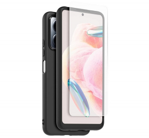 Made for Xiaomi szilikon telefonv&eacute;dő (ultrav&eacute;kony, matt + k&eacute;pernyőv&eacute;dő &uuml;veg) FEKETE Xiaomi Redmi Note 12 4G (WICASETPURNOTE124GN)