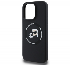 CG MOBILE KARL LAGERFELD LIQUID SILICONE K&CH HEADS MAGSAFE szilikon telefonv&eacute;dő (&uuml;t&eacute;s&aacute;ll&oacute;s&aacute;g, MagSafe) FEKETE Apple iPhone 16 Pro Max (KLHMP16XSKCHTC