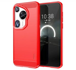 Mofi szilikon telefonv&eacute;dő (&uuml;t&eacute;s&aacute;ll&oacute;s&aacute;g, l&eacute;gp&aacute;rn&aacute;s sarok, sz&aacute;lcsiszolt, karbon minta) PIROS Huawei Pura 70 Ultra (GP-158544)