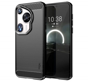 Mofi szilikon telefonv&eacute;dő (&uuml;t&eacute;s&aacute;ll&oacute;s&aacute;g, l&eacute;gp&aacute;rn&aacute;s sarok, sz&aacute;lcsiszolt, karbon minta) FEKETE Huawei Pura 70 Ultra (GP-158543)