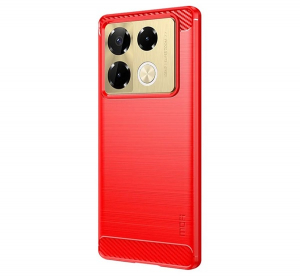 Mofi szilikon telefonv&eacute;dő (&uuml;t&eacute;s&aacute;ll&oacute;s&aacute;g, l&eacute;gp&aacute;rn&aacute;s sarok, sz&aacute;lcsiszolt, karbon minta) PIROS Infinix Note 40 Pro 5G (X6851) / Note 40 Pro 4G (X6850) (GP