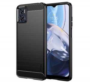 Mofi szilikon telefonv&eacute;dő (&uuml;t&eacute;s&aacute;ll&oacute;s&aacute;g, l&eacute;gp&aacute;rn&aacute;s sarok, sz&aacute;lcsiszolt, karbon minta) FEKETE Motorola Moto E22i (XT-2239) / Moto E22 (XT2239) (GP-13784