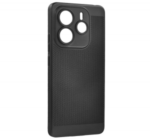 Műanyag telefonv&eacute;dő (l&eacute;g&aacute;teresztő, lyukacsos, kamerav&eacute;dő) FEKETE Xiaomi Redmi Note 14 5G "Gigapack csomagol&aacute;s" (GP-166635)