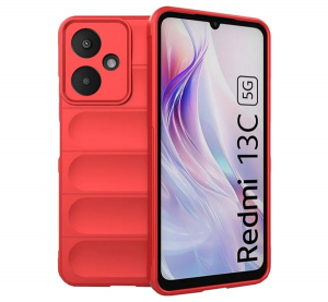 Szilikon telefonv&eacute;dő (&uuml;t&eacute;s&aacute;ll&oacute;s&aacute;g, kamerav&eacute;dő, 3D) PIROS Xiaomi Poco C65 / Redmi 13C 4G "Gigapack csomagol&aacute;s" (GP-154390)