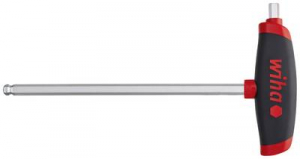 Wiha 6kant-Stiftschl&uuml;ssel T-Griff 6x150mm Kugelk.+Seit.-abtrieb Hatlap kulcs Kulcssz&eacute;less&eacute;g: 6 mm Penge hossz: 17 mm M&eacute;ret, hossz: 150 mm (45457)