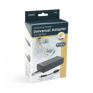 Delight Univerz&aacute;lis laptop/notebook t&ouml;ltő adapter t&aacute;pk&aacute;bellel 19V / 4,74A - 5,5 x 1,7 mm (55366)