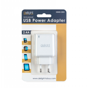 Delight USB H&aacute;l&oacute;zati adapter 2xUSB feh&eacute;r (55045-2WH)