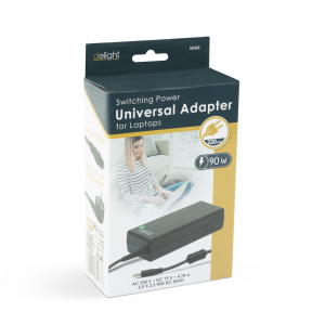 Delight Univerz&aacute;lis laptop/notebook t&ouml;ltő adapter t&aacute;pk&aacute;bellel 19 V / 4,74 A - 5,5 / 2,5 mm (55365)