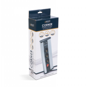 Delight Sarokeloszt&oacute; - kapcsol&oacute;s - 3 x 250V, 16A - 2 x USB, 2,1A - alum&iacute;nium h&aacute;z (20483S)