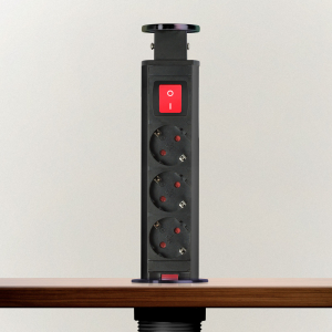 Delight Rejtett eloszt&oacute; 3-as sz&aacute;lcsiszolt tit&aacute;n fekete, kapcsol&oacute;val (20430BBS)