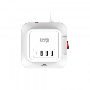 WinningStar - Kocka eloszt&oacute; - 12-es + 3 x USB + 1 x Type-C - 3 m (DA01163)