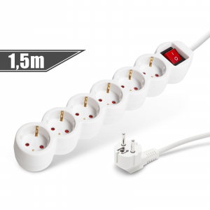 Delight 6-os eloszt&oacute; kapcsol&oacute;val 250 V &bull; 10 / 16 A 1,5 m (20230)