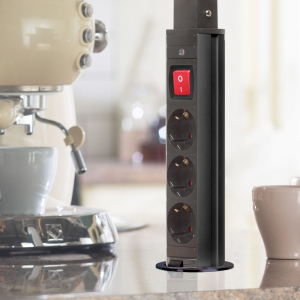 Delight Rejtett eloszt&oacute; 3-as sz&aacute;lcsiszolt tit&aacute;n fekete, kapcsol&oacute;val (20430BBS)