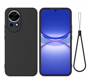 Szilikon telefonv&eacute;dő (matt, mikrofiber pl&uuml;ss karcol&aacute;smentes&iacute;tő belső, pr&eacute;mium + k&eacute;zp&aacute;nt) FEKETE Huawei Nova 13 "Gigapack csomagol&aacute;s" (GP-168196)