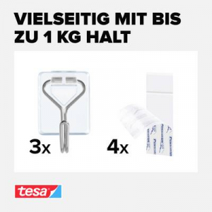 Tesa Powerstrips Small Ragaszt&oacute; kamp&oacute;k 3 db Feh&eacute;r, Nemesac&eacute;l (58620-00003-00)
