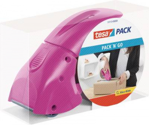 Tesa Ragaszt&oacute;pap&iacute;r-szalag letekerő Pack n Go R&oacute;zsasz&iacute;n Tekercs sz&eacute;less&eacute;ge (max.): 50 mm Tekercs hossza (max.) 66 m 50 m x 50 mm-es ragaszt&oacute;film-tekerc