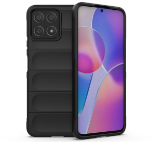 Szilikon telefonv&eacute;dő (&uuml;t&eacute;s&aacute;ll&oacute;s&aacute;g, kamerav&eacute;dő, 3D) FEKETE Honor X8 4G "Gigapack csomagol&aacute;s" (GP-134235)