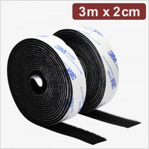 Quadrios T&eacute;pőz&aacute;r Felragaszthat&oacute; Bolyhos &eacute;s horgos f&eacute;l (H x Sz) 3 m x 2 cm Fekete 3 m (24CA320)