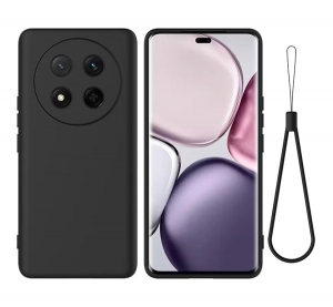 Szilikon telefonv&eacute;dő (matt, mikrofiber pl&uuml;ss karcol&aacute;smentes&iacute;tő belső, pr&eacute;mium + k&eacute;zp&aacute;nt) FEKETE Honor Magic 7 Lite "Gigapack csomagol&aacute;s" (GP-166703)