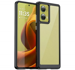 Szilikon telefonv&eacute;dő (&uuml;t&eacute;s&aacute;ll&oacute;s&aacute;g, &aacute;tl&aacute;tsz&oacute; h&aacute;tlap) FEKETE Motorola Moto G85 5G (XT2427) "Gigapack csomagol&aacute;s" (GP-163081)