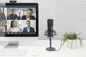 Digitus Álló Beszéd mikrofon Átviteli mód:Vezetékes, Állvánnyal, Talp USB, USB-A, USB-B Vezetékes, USB Fekete (DA-20300)