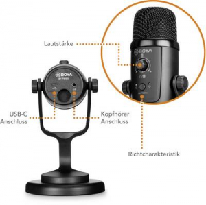 Boya Audio PM500 &Aacute;ll&oacute; USB-s mikrofon &Aacute;tviteli m&oacute;d:Vezet&eacute;kes, USB Talp, Vezet&eacute;kkel USB-C, USB-A, Audio, 2.0 (3,5 mm jack) Vezet&eacute;kes, USB (23085)