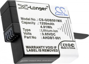 CS Cameron Sino GDB501MX Kamera akku Megfelelő eredeti akku (kamera) 3661169, AABAT-001, AHDBT-501 3.85 V 1250 mAh (CS-GDB501MX)