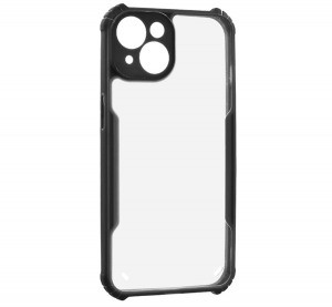Szilikon telefonvédő (ütésállóság, légpárnás sarok, akril hátlap, kameravédő) FEKETE Apple iPhone 15 Plus "Gigapack csomagolás" (GP-155850)