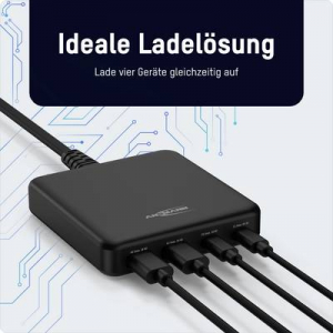Ansmann Desktop Ladeger&auml;t  65W USB-s t&ouml;ltők&eacute;sz&uuml;l&eacute;k 65 W 2x USB-A, 2x USB-C Power Delivery Fekete Belt&eacute;r (DC465PD)