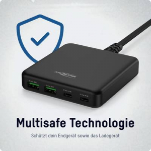 Ansmann Desktop Ladeger&auml;t  65W USB-s t&ouml;ltők&eacute;sz&uuml;l&eacute;k 65 W 2x USB-A, 2x USB-C Power Delivery Fekete Belt&eacute;r (DC465PD)