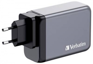 Verbatim GNC-240 GaN &Uacute;ti t&ouml;ltőadapter 240 W 1x USB-A, 3x USB-C Power Delivery, USB PD 3.1, QC 3.0 Sz&uuml;rke GaN, Eur&oacute;pai adapterrel, UK adapterrel, USA a