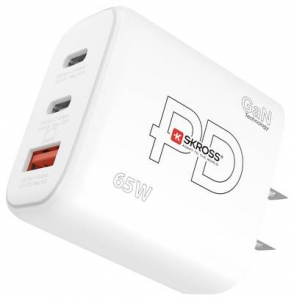 SKROSS Power Charger 65W PD GaN US USB-s t&ouml;ltők&eacute;sz&uuml;l&eacute;k 65 W 1x USB-A, 2x USB-C Power Delivery Belt&eacute;r (SKCH001265WPDUSCN)