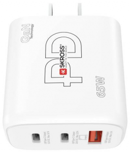SKROSS Power Charger 65W PD GaN US USB-s t&ouml;ltők&eacute;sz&uuml;l&eacute;k 65 W 1x USB-A, 2x USB-C Power Delivery Belt&eacute;r (SKCH001265WPDUSCN)
