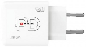 SKROSS Power Charger 65W PD GaN EU USB-s t&ouml;ltők&eacute;sz&uuml;l&eacute;k 65 W 1x USB-A, 2x USB-C Power Delivery Feh&eacute;r Belt&eacute;r (SKCH001065WPDEUCN)