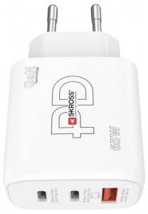 SKROSS Power Charger 65W PD GaN EU USB-s t&ouml;ltők&eacute;sz&uuml;l&eacute;k 65 W 1x USB-A, 2x USB-C Power Delivery Feh&eacute;r Belt&eacute;r (SKCH001065WPDEUCN)