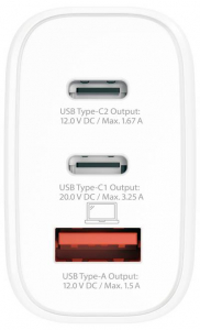 SKROSS Power Charger 65W PD GaN EU USB-s t&ouml;ltők&eacute;sz&uuml;l&eacute;k 65 W 1x USB-A, 2x USB-C Power Delivery Feh&eacute;r Belt&eacute;r (SKCH001065WPDEUCN)
