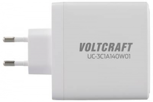 VOLTCRAFT UC-3C1A140W01 USB-s t&ouml;ltők&eacute;sz&uuml;l&eacute;k 140 W 3x USB-C, 1x USB-A USB PD 3.1 Feh&eacute;r Belt&eacute;r GaN (VC-16045350)