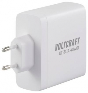 VOLTCRAFT UC-3C1A140W01 USB-s t&ouml;ltők&eacute;sz&uuml;l&eacute;k 140 W 3x USB-C, 1x USB-A USB PD 3.1 Feh&eacute;r Belt&eacute;r GaN (VC-16045350)