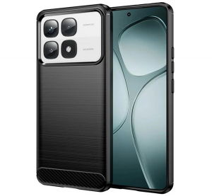 Szilikon telefonv&eacute;dő (&uuml;t&eacute;s&aacute;ll&oacute;s&aacute;g, l&eacute;gp&aacute;rn&aacute;s sarok, sz&aacute;lcsiszolt, karbon minta) FEKETE Xiaomi 14T Pro "Gigapack csomagol&aacute;s" (GP-163096)