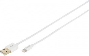 Digitus Apple iPad/iPhone/iPod Csatlakoz&oacute;k&aacute;bel [1x USB, USB 2.0 dug&oacute;, A t&iacute;pus - 1x Apple Dock dug&oacute; Lightning] 1.00 m Feh&eacute;r (DB-600106-010-W)